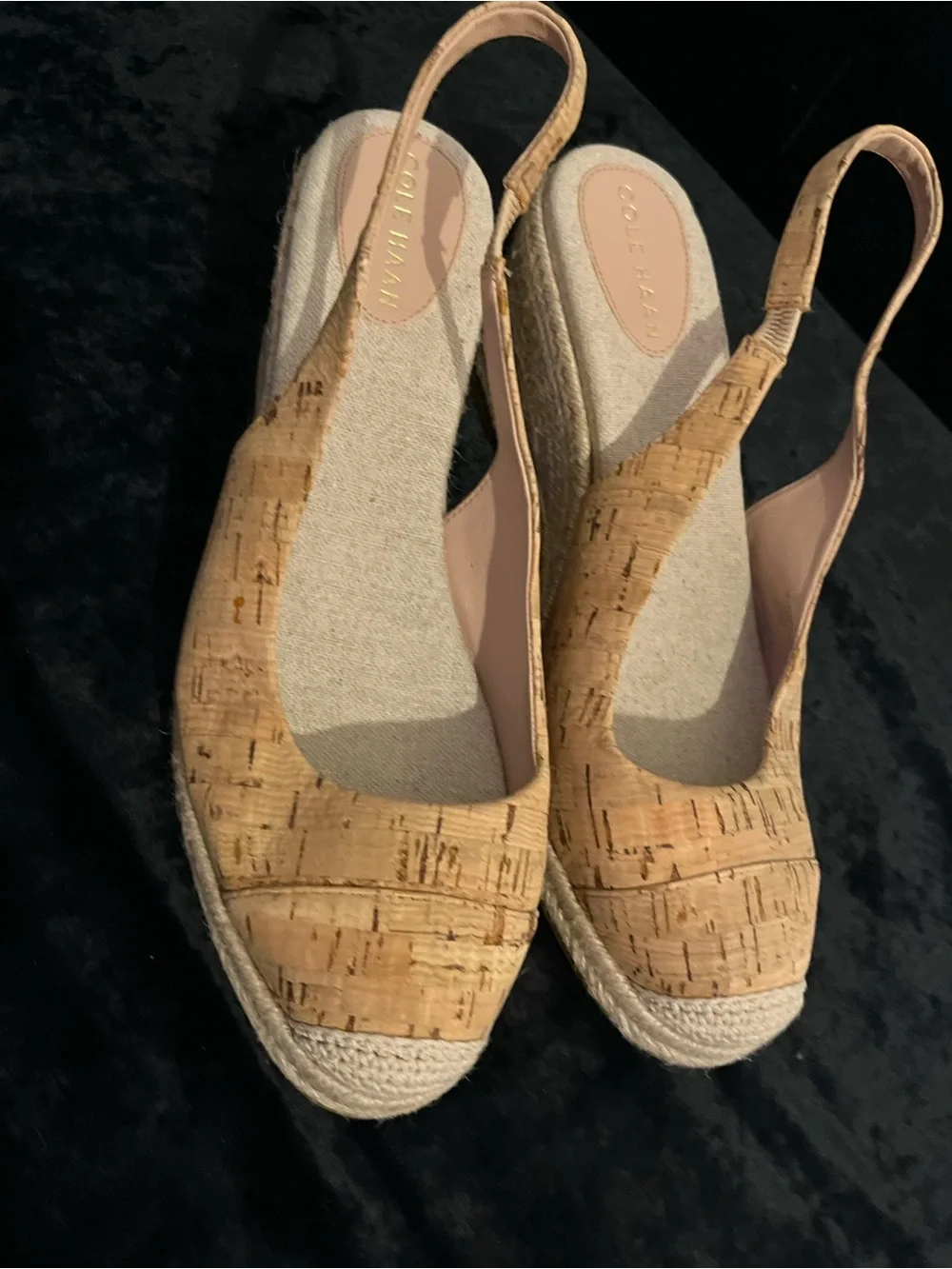 COLE HAAN WOMENS SHOES CLOUDFEEL CORK SLINGBACK ESPADRILLE WEDGE ELASTIC